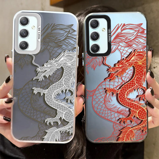 Luxury Dragon Phone Case For Samsung Galaxy A53 A33 A73 A05S A15 A35 A55 A13 A23 A22 A32 A52 A52S A72 A51 A71 Laser Soft Cover