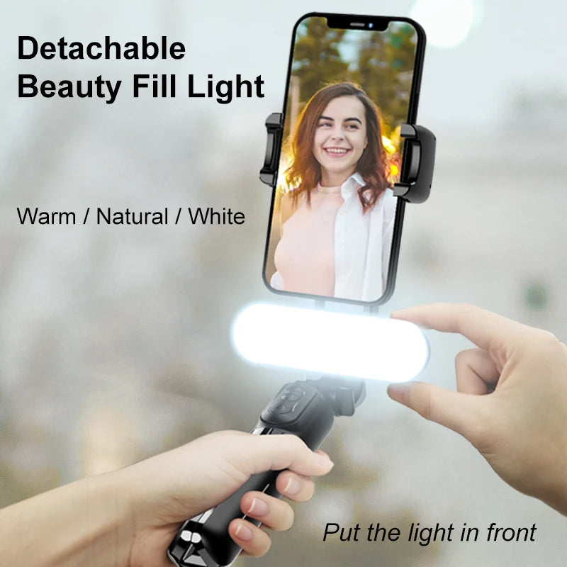 Gimbal Stabilizer Selfie Stick Tripod with Fill Light  Wireless Bluetooth for HUAWEI Xiaomi IPhone 13 Cell Phone Smartphone