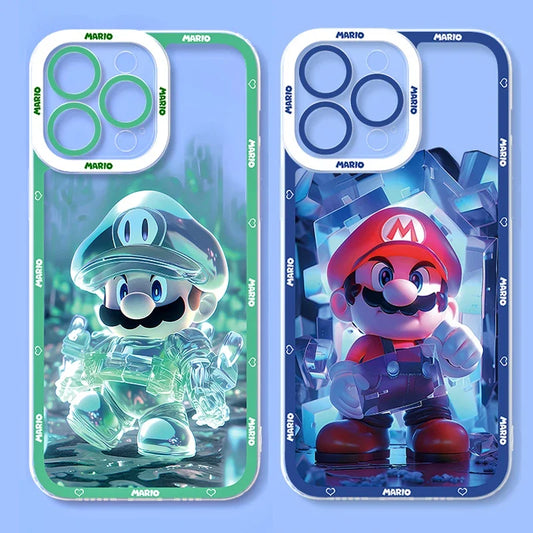 Super Mario Brossss Clear Phone Case for iPhone 15 14 11 Pro Max 13 12 Mini XR XS X 8 7 6 6S Plus SE 2020 Soft Shockproof Cover