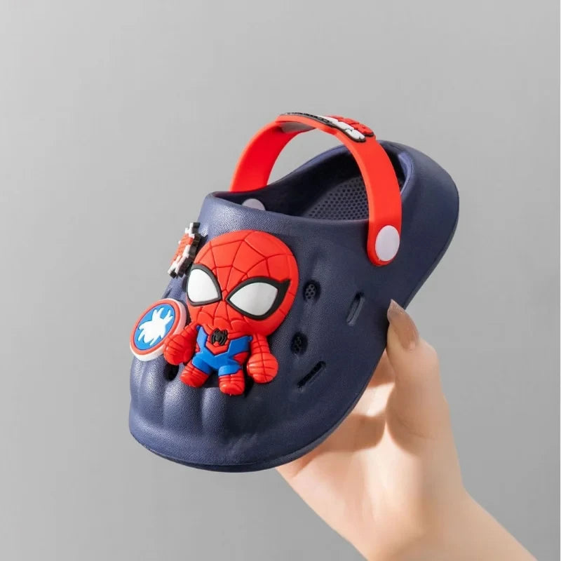 Disneyyy spiderr Man Summer Children Slipper 2024 New Fashion Cartoon Iron Man Indoor Non-slip Beach Sandals Boy Girl Garden Shoes