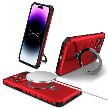 Magsafe Magnetic Kickstand Case For iPhone 16 15 Plus 14 Pro Max 13 12 11 Lens Protect Holder Stand Shockproof Armor Phone Cover