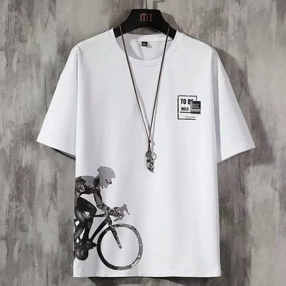 Loose Short Sleeve round Neck T-Shirt Thin Summer Casual Style for Men Breathable Streetwear Student Stall Short T-Shirt