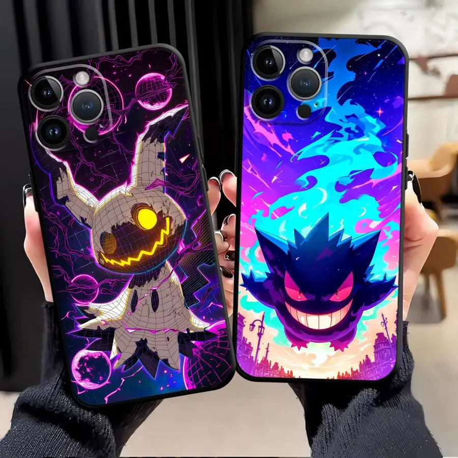 Premium Protective Funda Phone Case – Compatible with Apple iPhone Models XR, XS Max, 7, 8, 11, 12, 13, 14, 15 Pro, 16, 17 Pro Max – Stylish Gengar Pokémon Design