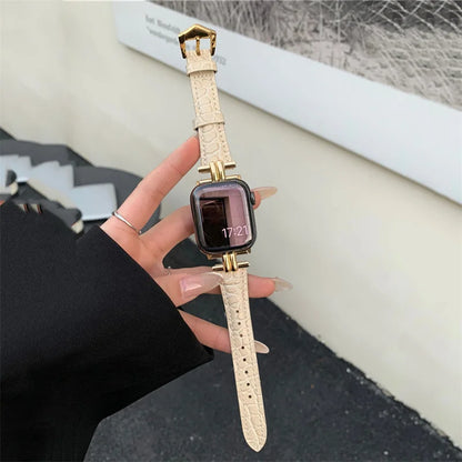 High Quality Leather Strap For Apple Watch Band 9 41mm 45mm 44mm 40mm 49mm Women Metal Bracelet For iWatch Series 8 7 6 5 4 3 SE