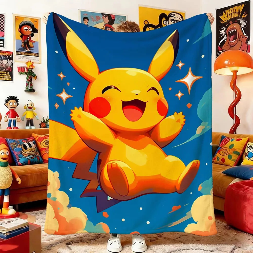 Anime Blanket P-Pokemon Sofa Blankets for Bed Ultra Soft Plush Warm Throw For Air Conditioning Room All Season Home Decor