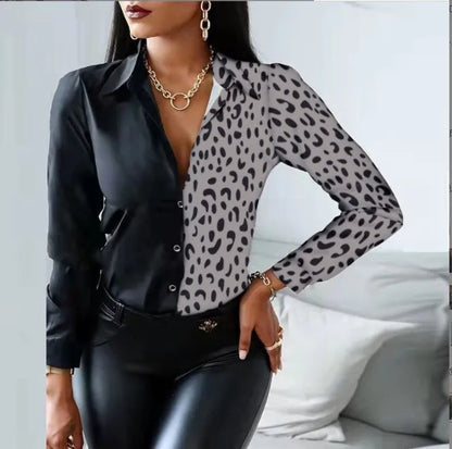 Elegant Women's Fashion Blouse 2025 Spring/Summer Digital Print Shirt Commuter Slim Fit Office Female Blusas Chemise Femme S-3XL