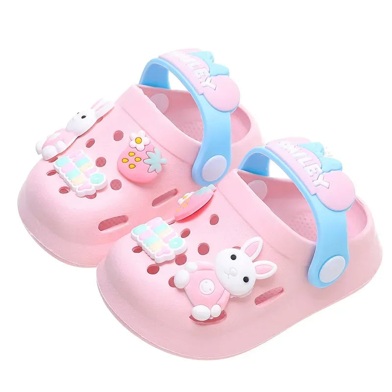 2024 Summer Baby Girl Sandals Cute Cartoon Slippers Newborn Infant Indoor Bath Anti-slip Shoes Baby Boy Beach Sandals