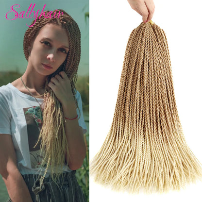 Sallyhair Synthetic Senegalese Twist 30Roots/Pack Crochet Braids Hair Brown Color Braid Hair Ombre Micro Senegal Braiding Hair