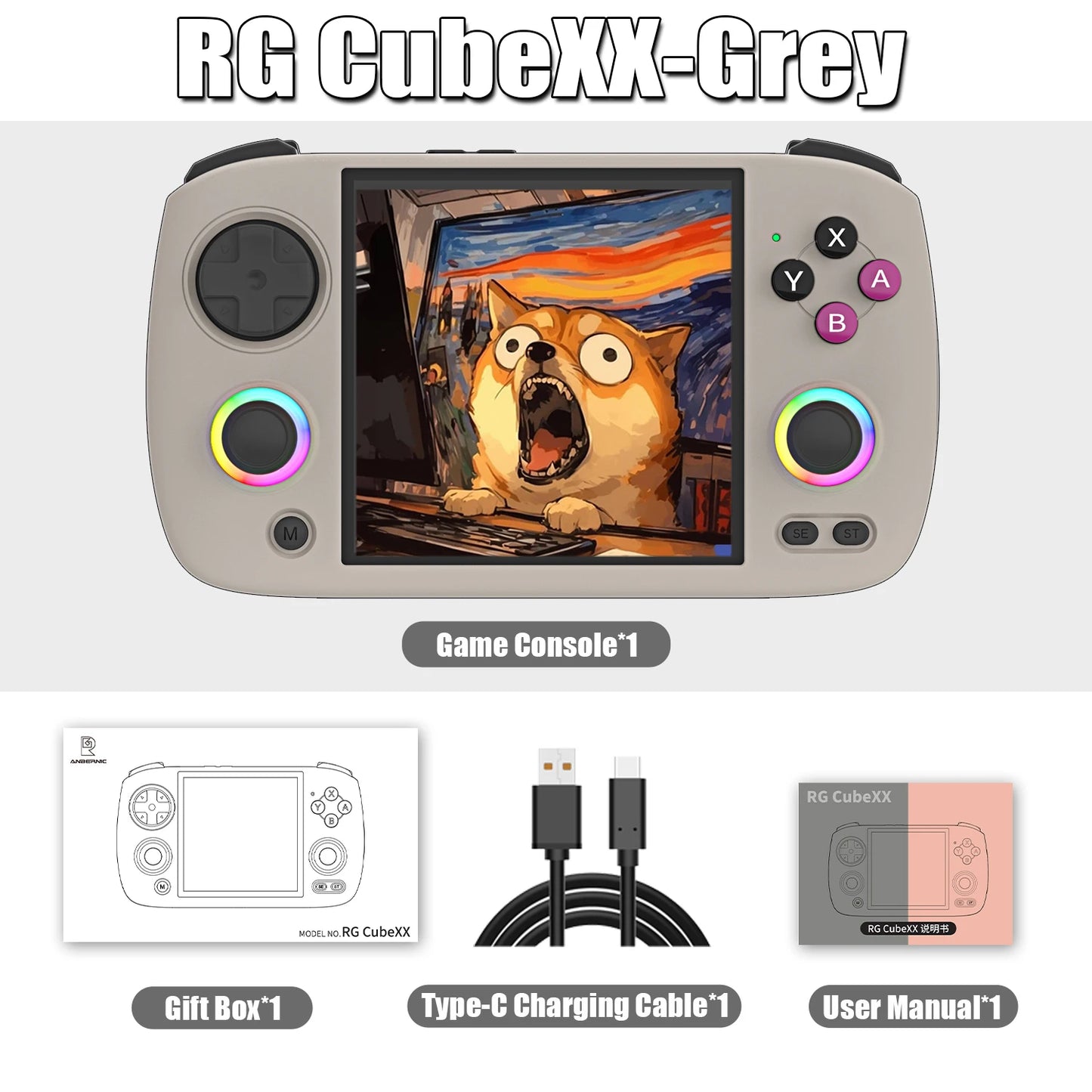 ANBERNIC RG CubeXX Handheld Game Console 3.95” 720*720 IPS OCA 1:1 Screen 3800mAh H700 Linux System RGCUBEXX TV HD Out With APP