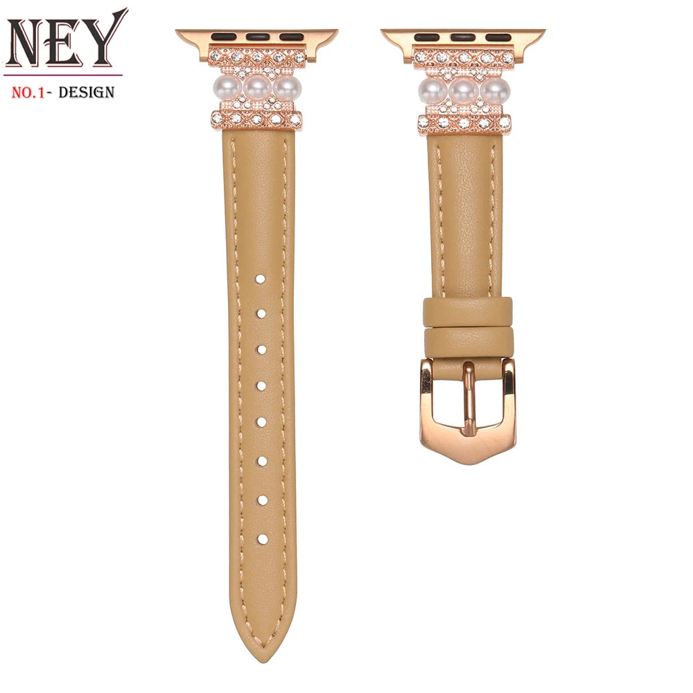 Design band For Apple Watch bands ultra-2 49mm 45mm 41mm 40mm-44mm Luxury Women Leather strap for iWatch Series 9 8 7 6 5 4 3 SE