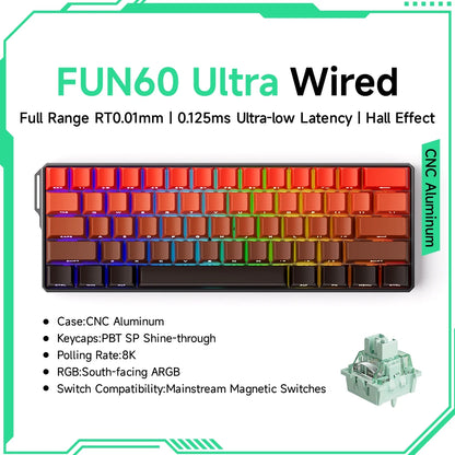 Akko MonsGeek FUN60 magnetic switch keyboard wired 60 percent RGB CNC aluminum case PBT keycaps with magnetic switches