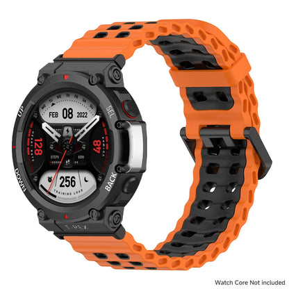 Marine band for Amazfit watch T-rex 3/2/ultra two-tone elastic silicone strap for T-Rex/T Rex Pro breathable sport bracelet