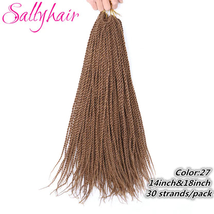 Sallyhair Synthetic Senegalese Twist 30Roots/Pack Crochet Braids Hair Brown Color Braid Hair Ombre Micro Senegal Braiding Hair