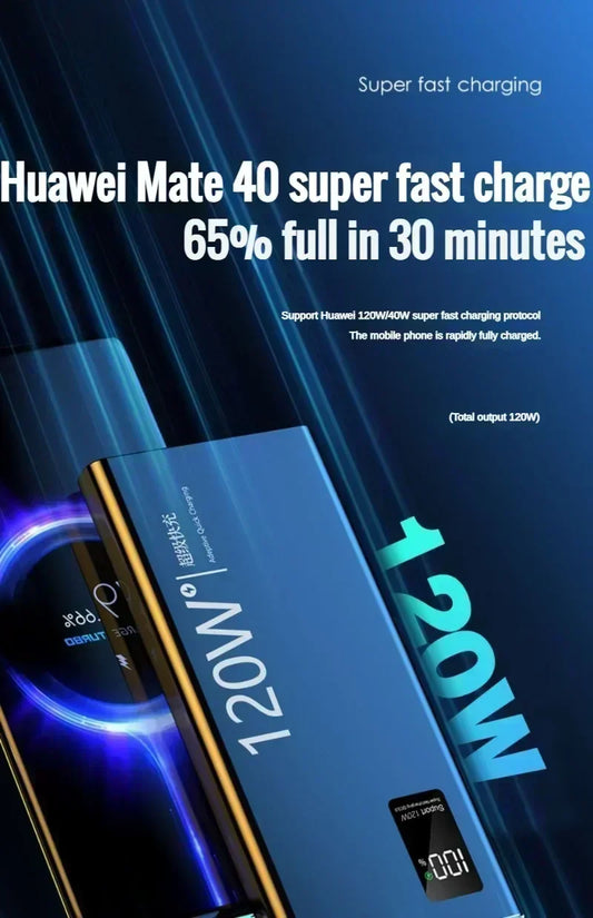 120W High Capacity Power Bank 50000mAh Fast Charging Powerbank Portable Battery Charger For iPhone  Samsung Huawei