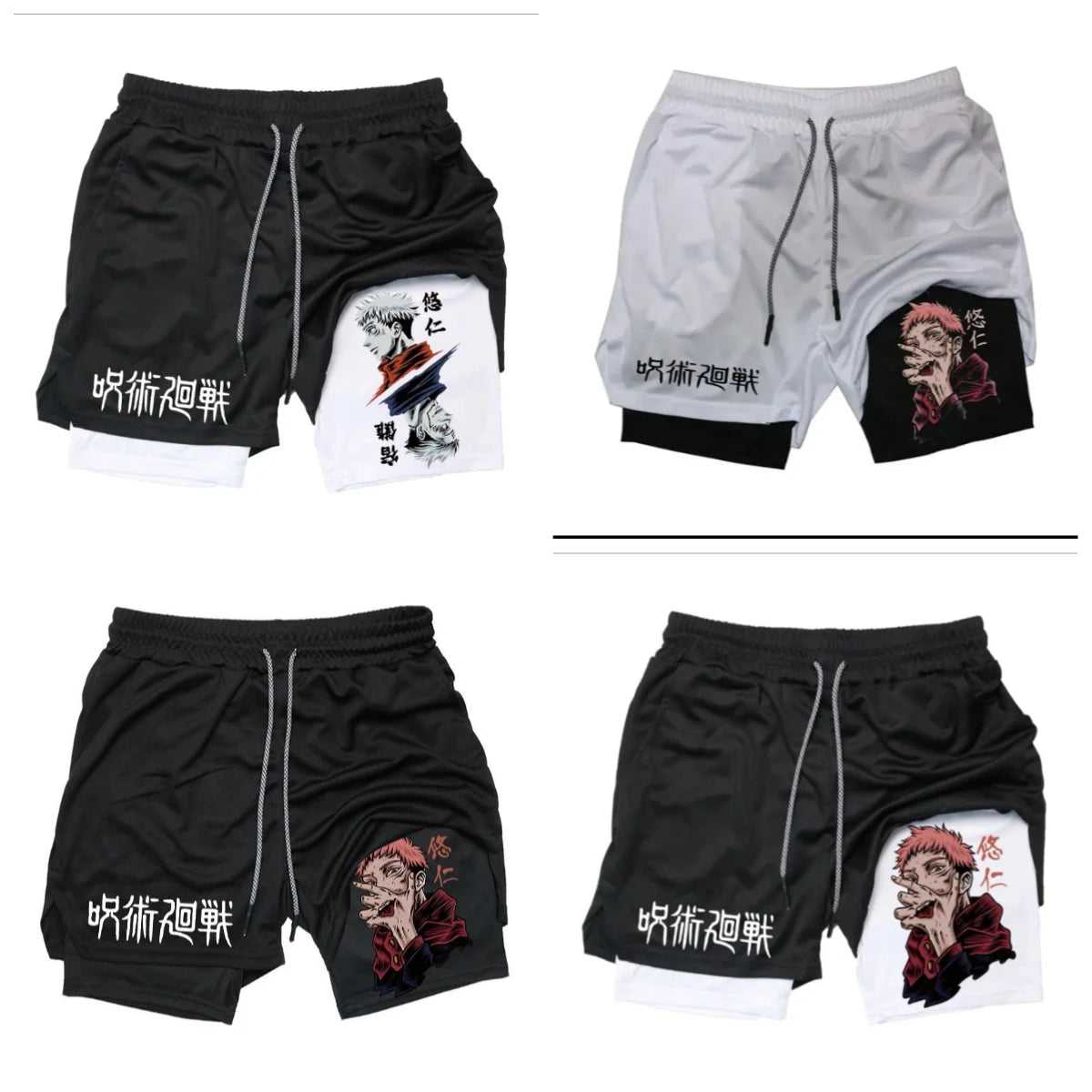 2025 Summer Hot-selling New Animation Series 3D Fashion Trend Fake Two-piece Shorts Outdoor Leisure Street Breathable Shorts