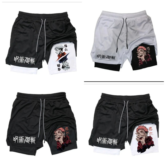 2025 Summer Hot-selling New Animation Series 3D Fashion Trend Fake Two-piece Shorts Outdoor Leisure Street Breathable Shorts