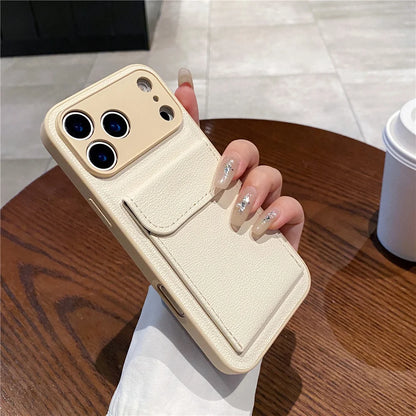 Elegant Leather Card Holder Wallet Case for iPhone 17
