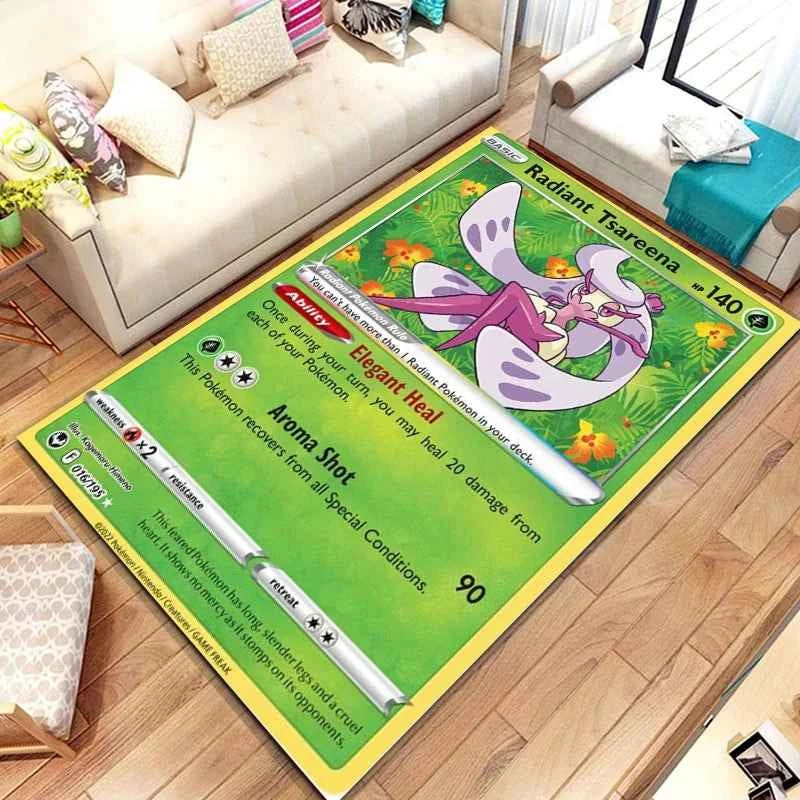 Pokemon Anime Card Pattern Large Area Rug 3D Carpet for Home Living Room Children's Bedroom Sofa Non-slip Kids Doormat Decor M