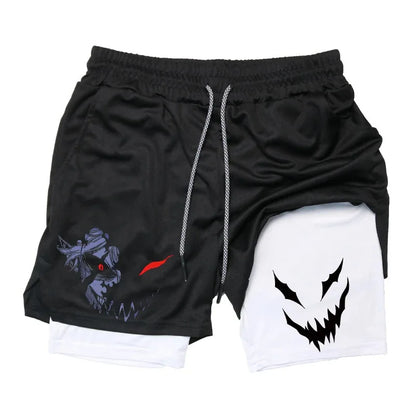 Summer New Black Five-leaf Clover Printed Men's and Women's Shorts Double-layer Loose Sports and Casual Pants for Beach Fitness