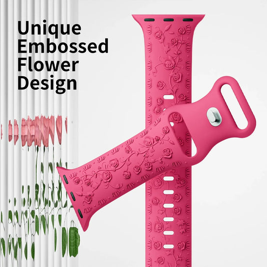 Strap for Apple watch band 44mm 42mm 45mm 40mm 41mm 38mm 49mm Floral Engraved bracelet correa Series 8 7 6 9 5 4 3 1 SE ultra 2