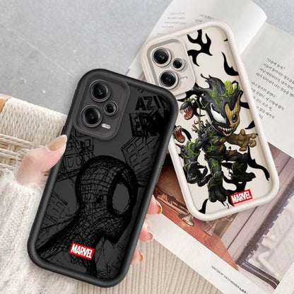 Marvel Groot Spider-Man Art For Xiaomi Redmi Note 14 13 13R 12 12R 11 11E 11T 11S Pro Plus 4G 5G Eye Ladder Soft Phone Case