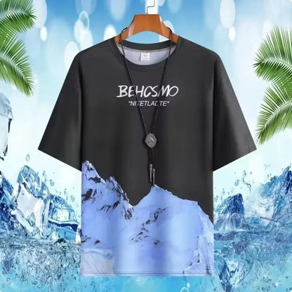 Loose Short Sleeve round Neck T-Shirt Thin Summer Casual Style for Men Breathable Streetwear Student Stall Short T-Shirt