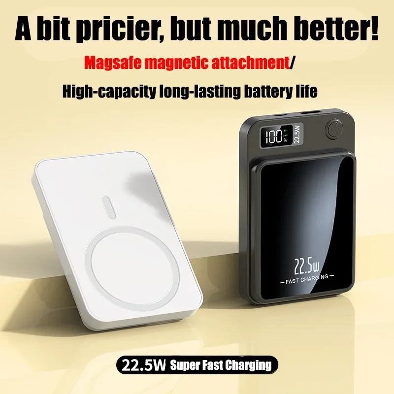 Portable 50000mAh Large Capacity Wireless Power Bank Magnetic Qi Powerbank Type C 22.5W Fast Charging For iPhone Samsung