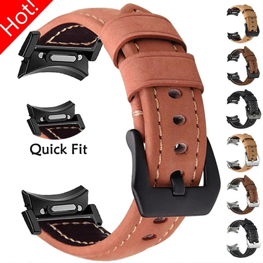 Leather Strap For Samsung Galaxy Watch 6 Classic 47mm 43mm 6/5/4 40mm 44mm Quick Fit Band For Watch 5Pro 45mm Bracelet