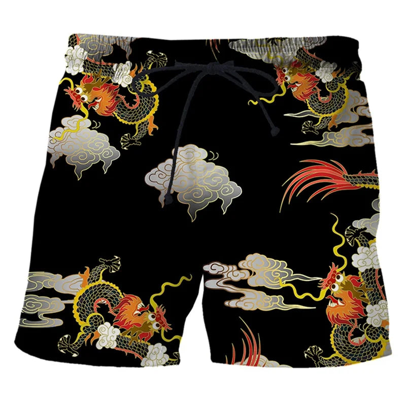 Bañadores con estampado 3d de dragón chino para hombre, pantalones cortos de playa hawaianos, pantalones cortos holgados de secado rápido para tabla de Surf, traje de baño, pantalones cortos de calle