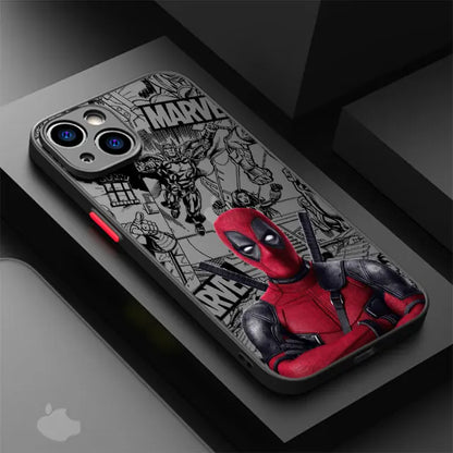 Marvel Deadpool Hard PC Luxury Matte Cover Case for iPhone 16 15 XR X 14 16 Plus XS Max 13 Mini 15 16 Pro Max 12 11 Pro 12 Pro