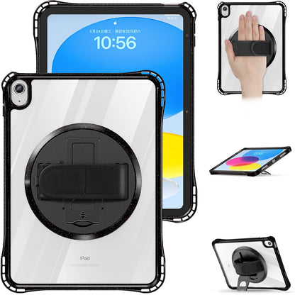 For ipad 10th Generation Case 10.9 inch 2022 Shockproof Transparent Wrist Strap Rotating Stand For ipad 10th A2757 A2777 A2696