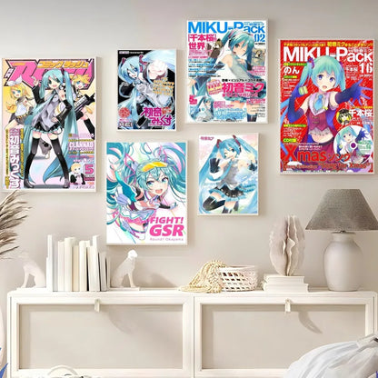 H-HATSUNE M-MIKU Poster Self-adhesive Art Poster Whitepaper Prints Posters Artwork Home Decor