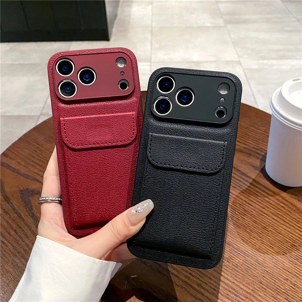 Elegant Leather Card Holder Wallet Case for iPhone 17