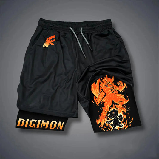 Digimon Peripheral Products Digital Monster Print Men's Shorts Streetwear GYM Sports Men's 2025 Summer Fashion Street Shorts