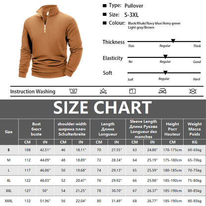 Men's Warm Sweatshirts Breathable Casual Sports Hiking Turtleneck Pullover Tops Men's Outdoor Mock Neck Tops Streetwear
