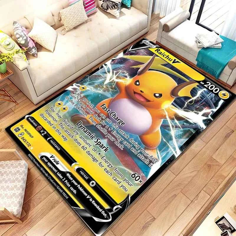 Pokemon Anime Card Pattern Large Area Rug 3D Carpet for Home Living Room Children's Bedroom Sofa Non-slip Kids Doormat Decor M