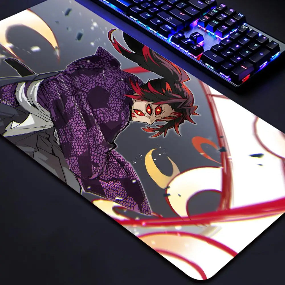 Anime Kawaii Demon Slayer Kokushibo Game Large Mouse Pad PC Accessories Anti Slip Keyboard Rubber Mousepad Office Soft Table Mat
