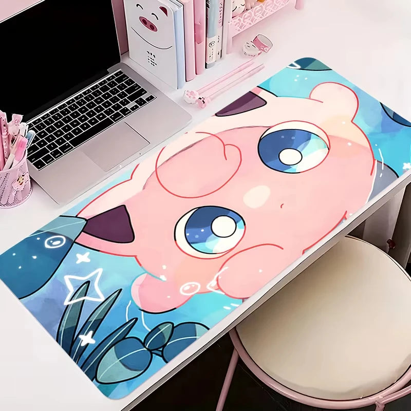 Gaming Mouse Pad Large Gamer Keyboard Desk Anime Mouse Mat Carpet P-pokemon Jigglypuff Rubber Playmat Notbook Pc Mousepad