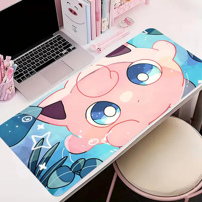 Gaming Mouse Pad Large Gamer Keyboard Desk Anime Mouse Mat Carpet P-pokemon Jigglypuff Rubber Playmat Notbook Pc Mousepad