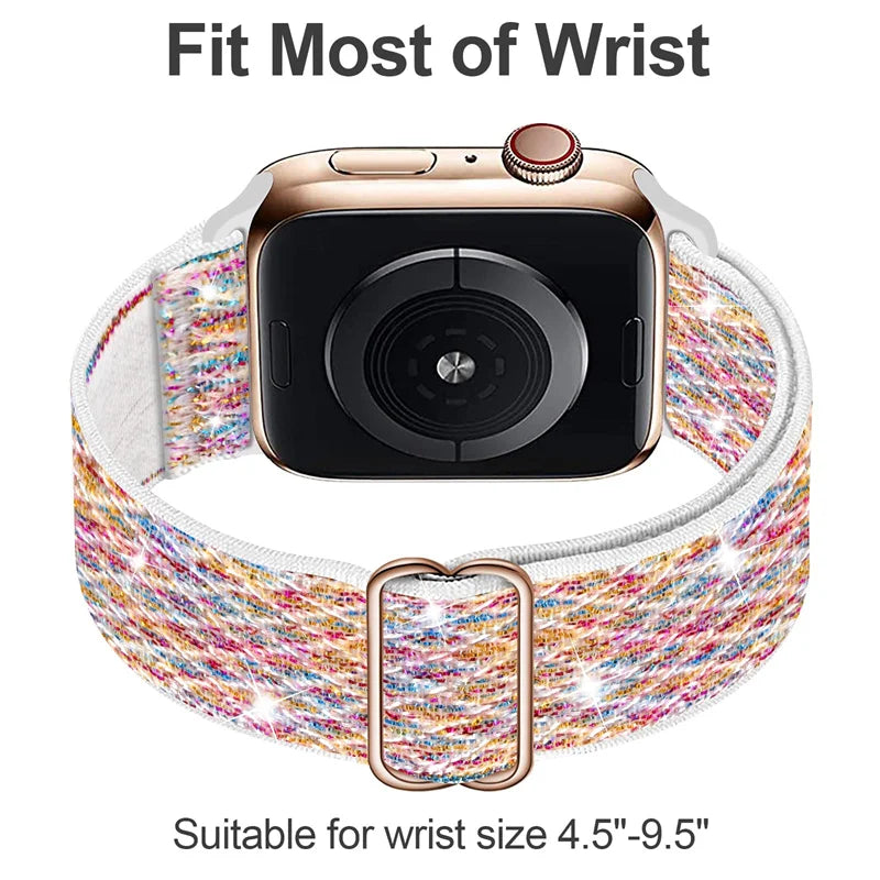 Nylon Band for Apple Watch Straps 44mm 45mm Ultra2 49mm Series 10 9 8 7 38/42mm/46mm Elastic Bracelet iWatch 6 5 4 3 Se 40/41mm