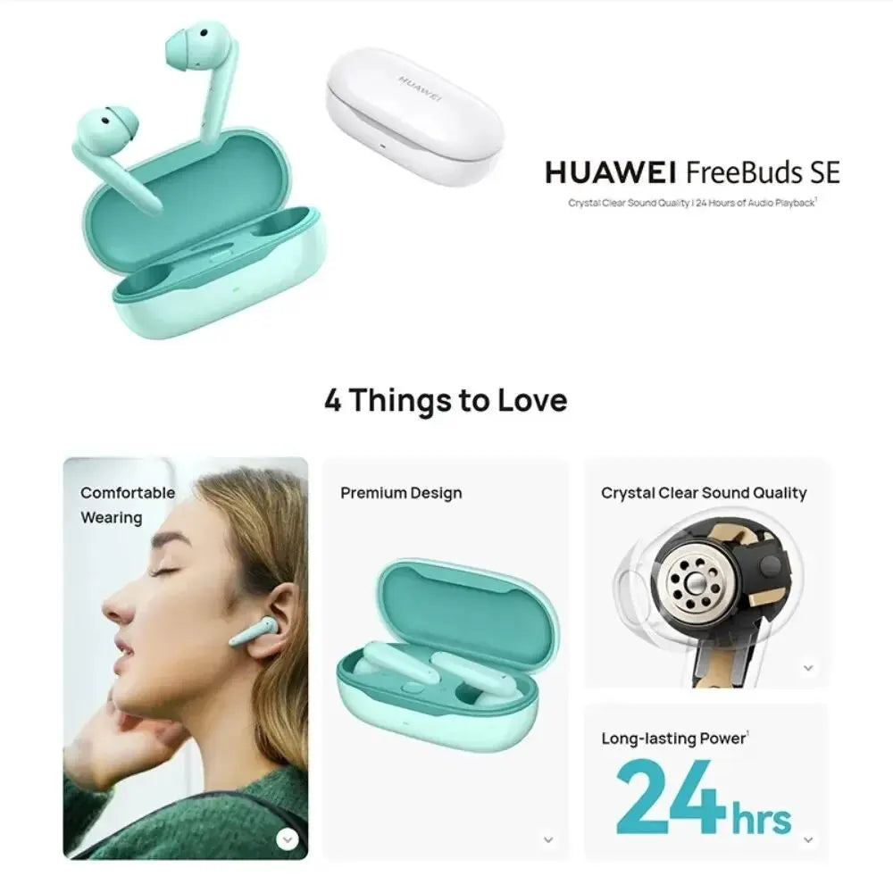 Huawei Original FreeBuds Se Headphones Wireless Bluetooth 5.2 Earphone Call Noise Reduction Earbuds TWS 10mm Dynamic Headset Pro