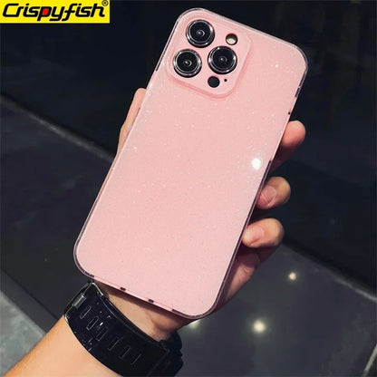 Original Luxury Black Glitter Case For iPhone 16 Pro 15 11 12 13 14 Pro Max XR XS SE 7 8 Plus Soft TPU Shockproof Silicone Cover