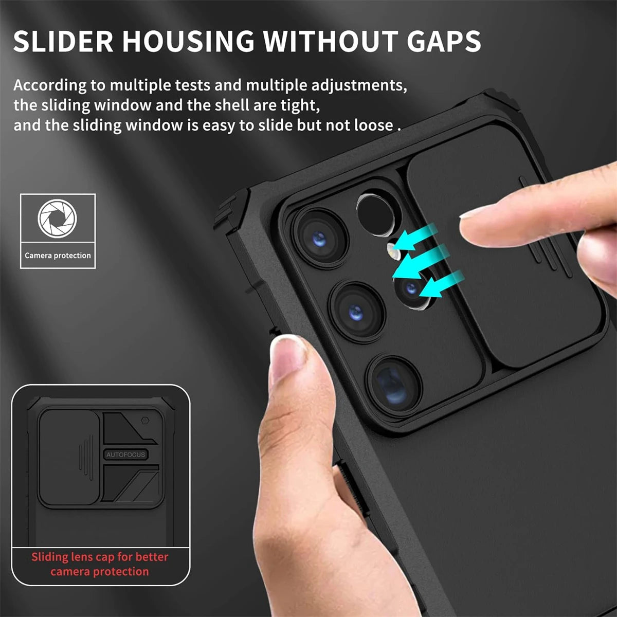 Samsung phone cases with Kickstand Slide Camera Lens Cover Rugged Shockproof Protection Cover Phone Case for Samsung GalaxyS24/S23/S22/S21Ultra/Plus