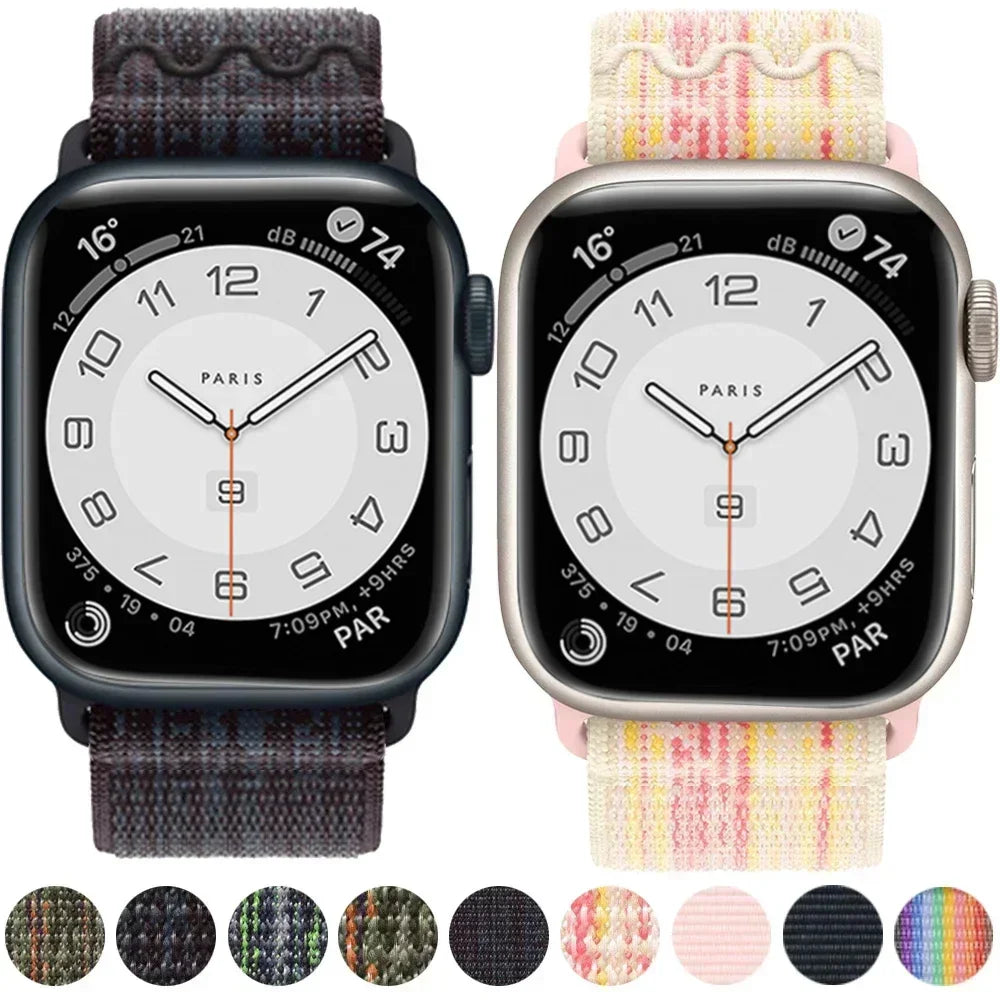 Nylon Band for Apple Watch Band Ultra 2 49mm 44mm 40mm 45mm 41mm 42mm 40mm Bracelet Strap IWatch Ultra Series 9 7 6 5 Se 8