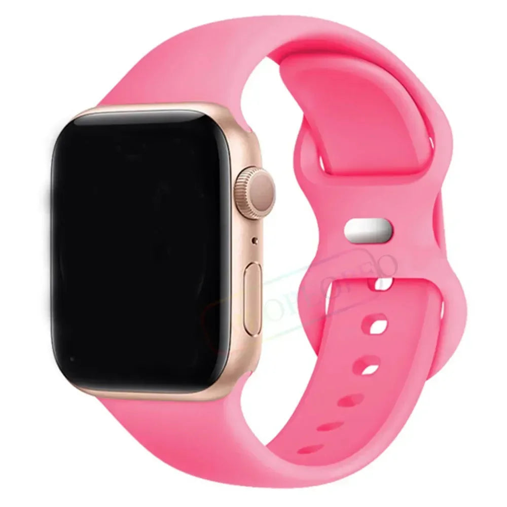 Silicone Strap For Apple Watch Band 40mm 44mm 45mm 42-38-41mm original 1:1 bracelet iwatch series 8 7 se 3 4 5 6 9 ultra 2 49mm