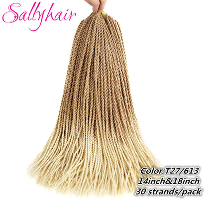 Sallyhair Synthetic Senegalese Twist 30Roots/Pack Crochet Braids Hair Brown Color Braid Hair Ombre Micro Senegal Braiding Hair