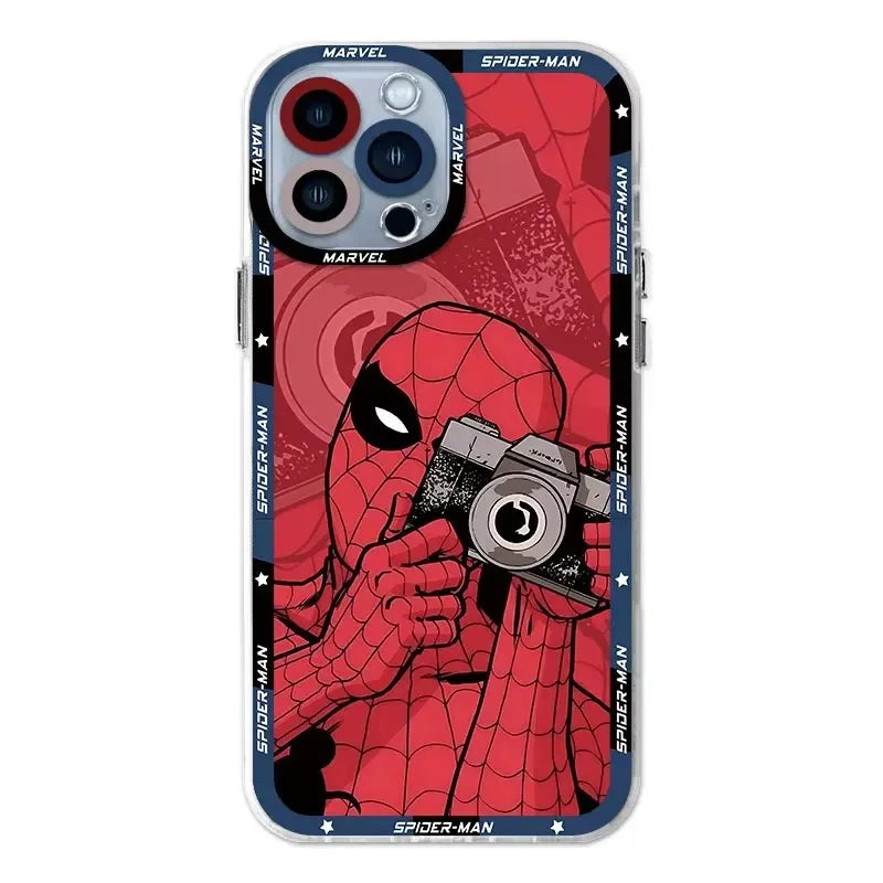 Spider Case For iPhone 16 Pro Max 15 14 Plus 13 12 11 Pro XR XS X 8 7 SE 2020 Soft Silicone Clea SpiderMannn Cover