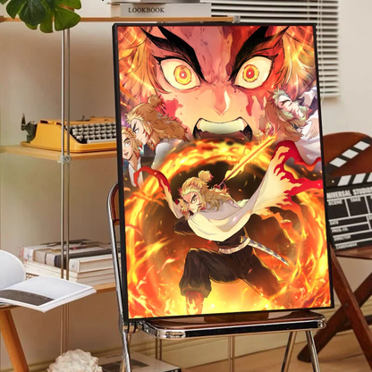 Anime Demon Slayer R-Rengoku Kyoujurou Poster Anime Posters Sticky HD Quality Wall Art Retro Posters for Home Kawaii Room Decor