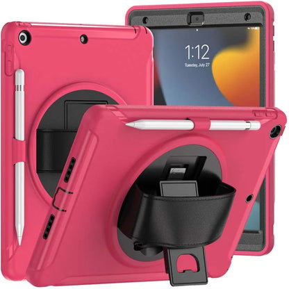 360 Degree Rotate Stand Case For iPad 9 8 7 7th 8th 9th Generation 10.2 inch Drop Resistance Cover with Pencil Holder Hand Strap