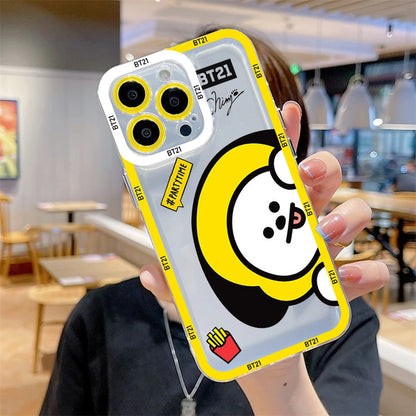 Cartoon Phone Case For-B-BT21s-iPhone 16 15 14 13 12 11 Mini Pro Max X XR XSMax 7 8 Plus SE20 Transparent Cover